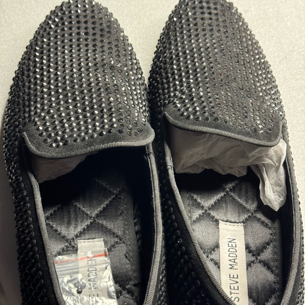 Steve Madden Black Studded Loafers - Picture 5 of 8